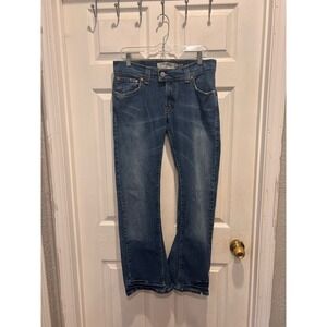 Levis 504 Slouch Jeans Womens 9M Medium Wash Blue Denim Flap Pocket Y2K Retro